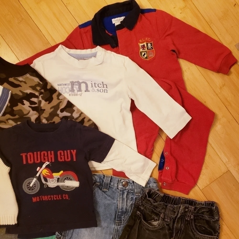 Boys 12M Month Fall Winter Clothing 13 Piece Lot Ralph Lauren Infant Pant Shirt